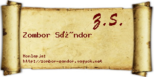 Zombor Sándor névjegykártya